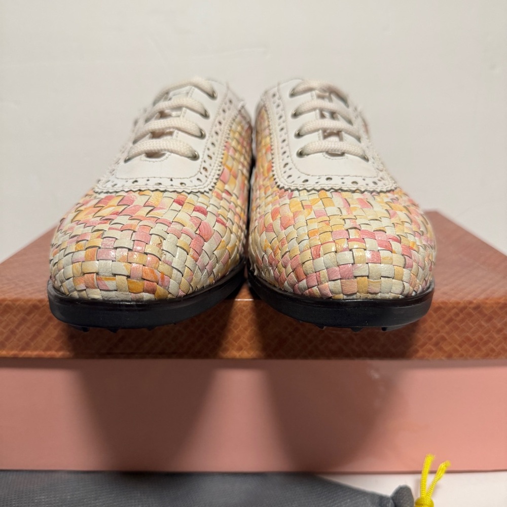 AEROGREEN Costa Pink and White Woven Golf Shoes RT 1100 Womens - Picture 4 of 9